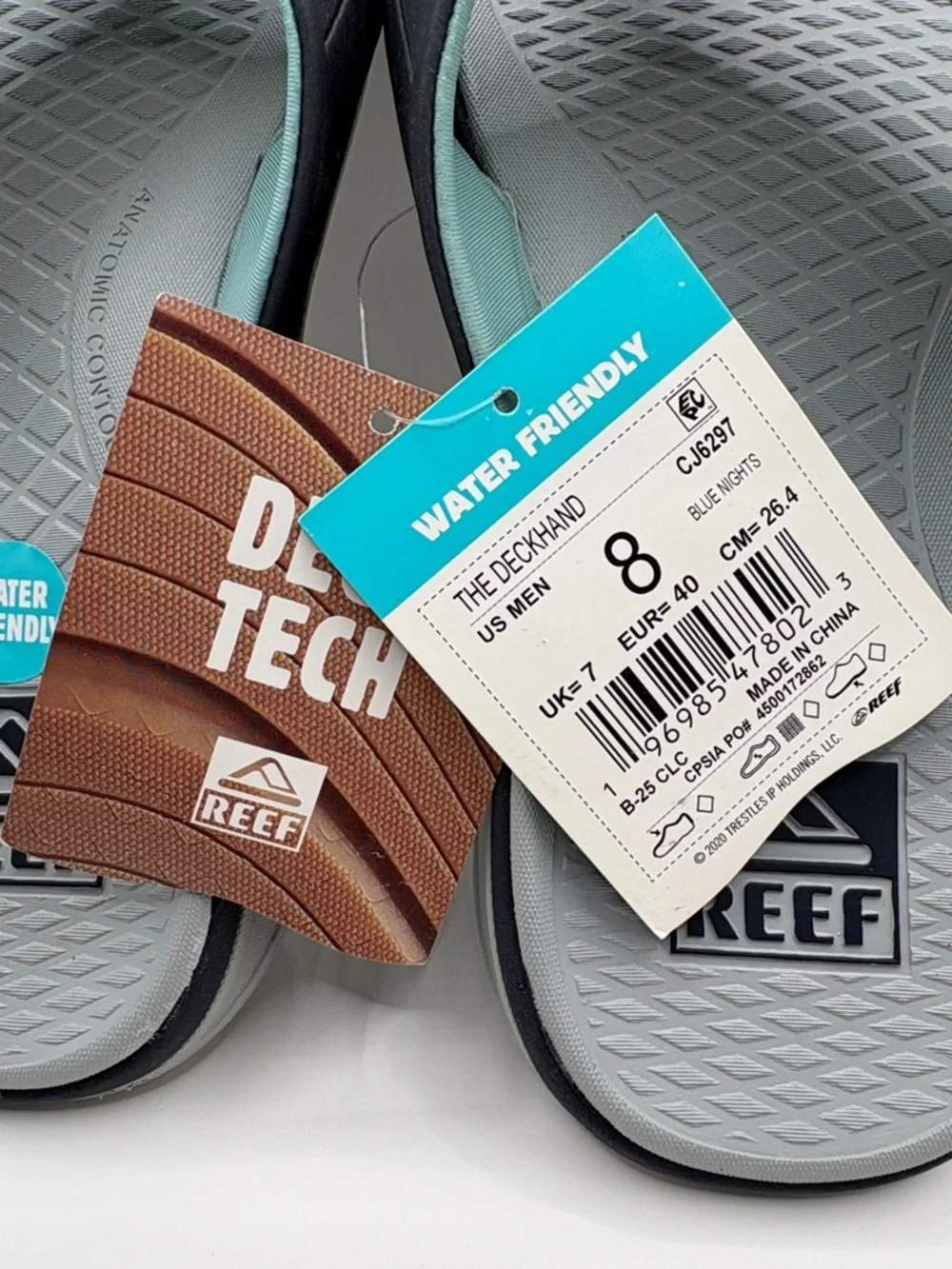 Reef Deckhand Sandals Men’s Size 8 Navy Water Friendly Arch Support NWT